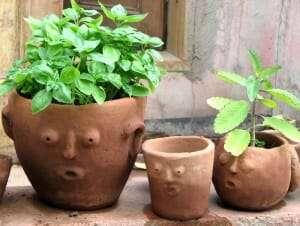 Handmade terracotta pots are great for kids